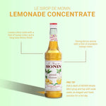 Bottle of MONIN Lemonade Concentrate Syrup 700ml for making flavorful lemon drinks in dry grocery product.