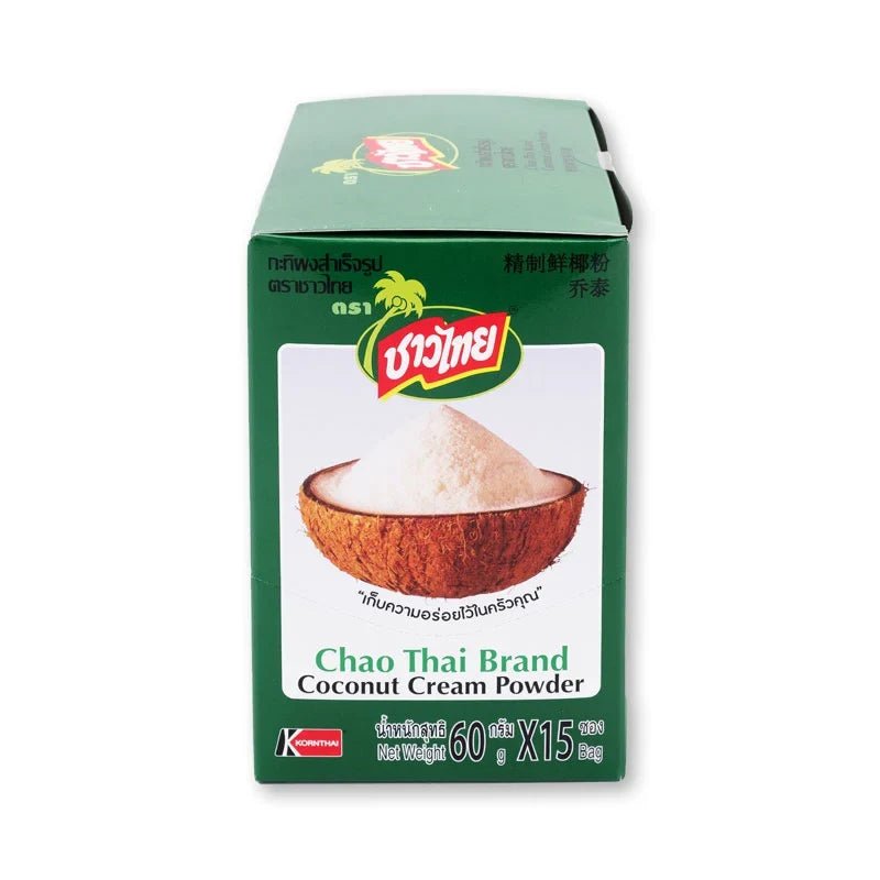 Chao Thai Coconut Cream Powder 60g in a resealable pouch, dry grocery product for cooking and baking.