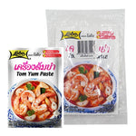 Lobo TOM YUM Paste 30g x3, Thai-style spicy and tangy seafood flavor paste for cooking, in a sealed plastic package.