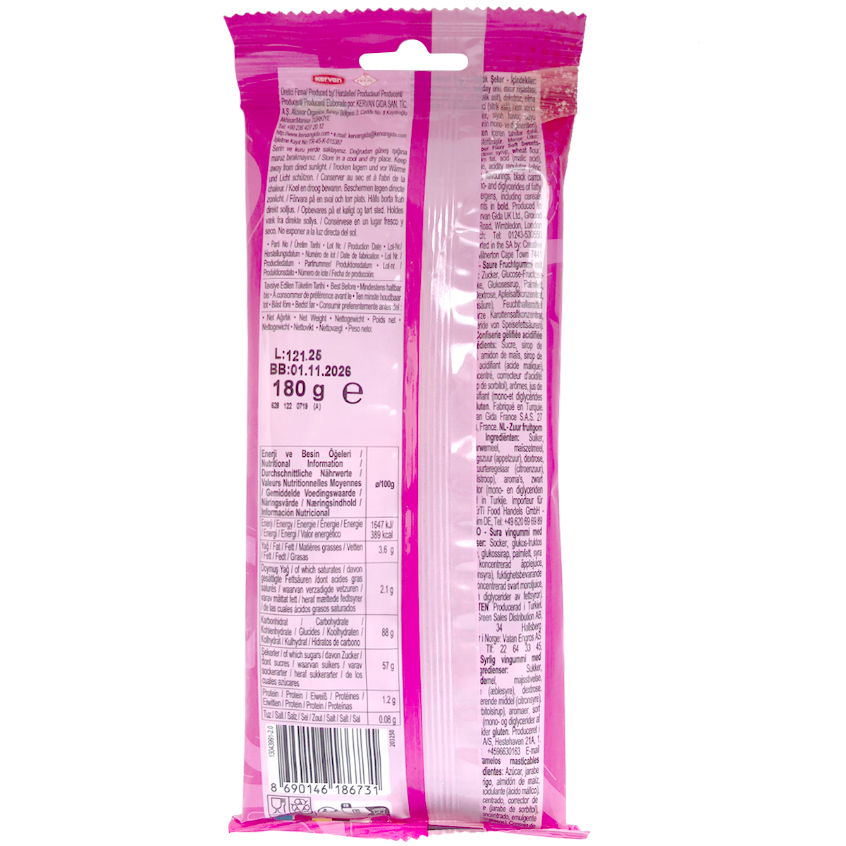 Bebeto Fizzy Strawberry Wacky Stick confectionery snack with bright red strawberry flavor and colorful candy coating.