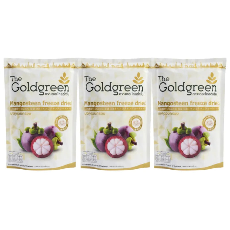 Crispy roasted mangosteen snack in a 72g package by THE GOLDGREEN, dried and freeze-dried for a crunchy texture.