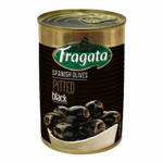 Fragata pitted black Spanish olives in a bowl, showcasing glossy, ripe olives ready for eating or cooking.