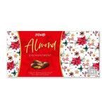 Delfi Almond Gift Box 180g with a decorative box filled with whole, roasted almonds for dry grocery or gift purposes.