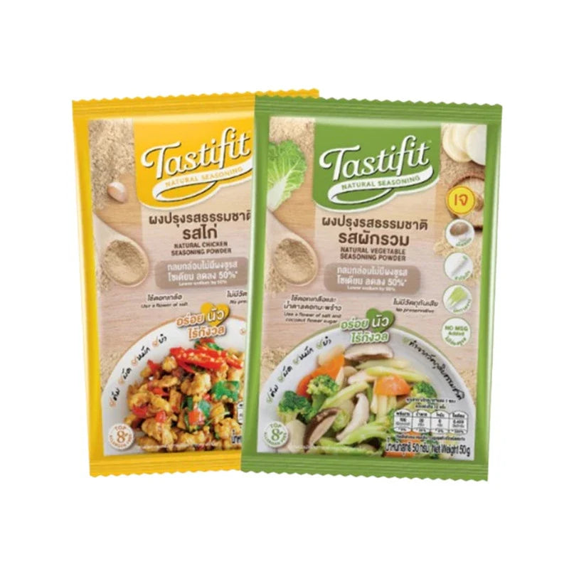 TASTIFIT Care dry grocery product in a package, featuring colorful branding and nutritional information on the label.