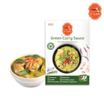 J-lek Green Curry Paste 250g jar, dry grocery product with vibrant green color and traditional Thai flavor profile.