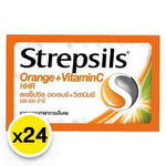 Strepsils Orange Vitamin C throat lozenges in orange packaging, part of dry grocery snacks and confectionery by STREPSILS.