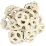 Sunridge Farms Organic Greek Yogurt Pretzels, confectionery snacks with crunchy pretzels coated in Greek yogurt flavor.