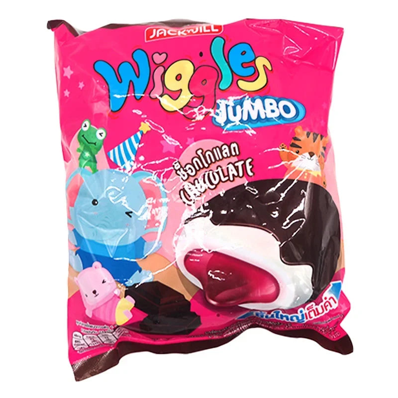 WIGGLES Wiggles Mallow Chocolate snack packet showing the chocolate-covered marshmallow treat in a colorful wrapper