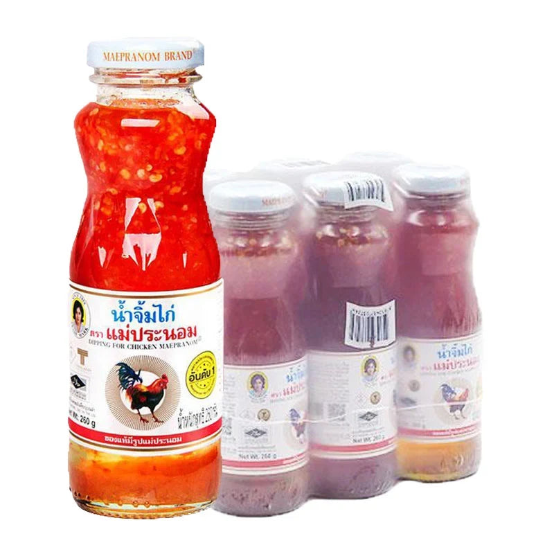 Maepranom Chicken Sauce 260g jar, showing the label and lid, ideal for Thai cuisine and stir-fry dishes.