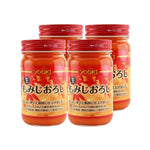 Youki Nama Momiji Oroshi spicy grated radish paste in a small jar, showcasing vibrant red radish shreds and fresh texture.