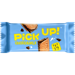 Bahlsen Pick Up Choco & Milk confectionery snacks with chocolate and milk filling in a close-up image.