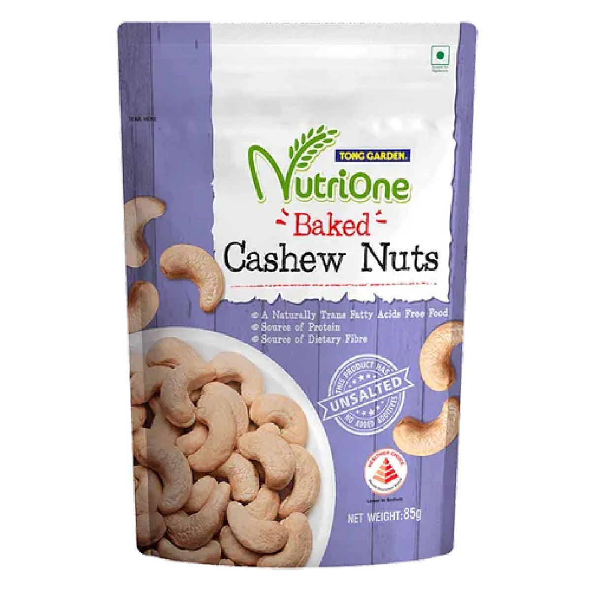 Baked cashew nuts from Tong Garden Nutrione Confectionery Snacks, showcasing golden, roasted cashews in a natural, crispy appearance.