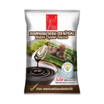 Mabin Oyster Sauce 1kg bottle for cooking, with label showing oyster graphic and product details in a dry grocery setting.