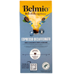 Belmio Espresso Decaffeinato coffee capsules shown in a row, ready for brewing, for a smooth decaffeinated espresso experience
