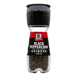 McCormick Black Pepper Grinder, fresh ground black pepper in a transparent grinder for seasoning.