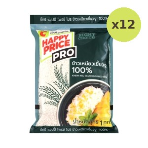 Big C Happy Price Pro Kheiw Ngu Glutinous Rice 1 kg – 12 Packs