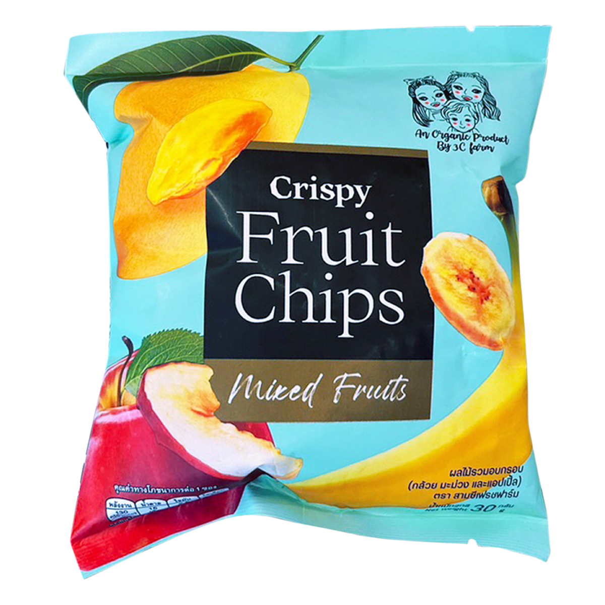 Crispy fruit chips from 3c Fresh Farm, a tasty and natural confectionery snack with colorful dried fruit slices.