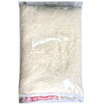 Benjarong Jasmine Rice, 100% pure long-grain rice, in a clear bag showcasing the white rice grains.