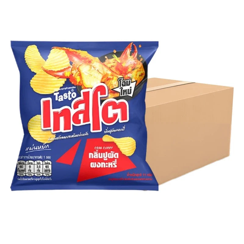 Tasto Crispy Potato Chips crab stir-fried with curry powder, 11g snack, dry grocery snack, flavorful crunchy chips.