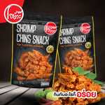 O-YUA Crispy Fried Shrimp snack with Chin Tom Yum Kung flavor, 72g, showing golden shrimp chips in a clear bowl.
