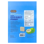 Kunna Yong Coconut Gummy, soft and chewy coconut-flavored confectionery snacks in a clear bowl, close-up view.