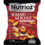 Nutrioz Mixed Roots Chips with Tomato Sauce, crunchy confectionery snack featuring colorful root chip assortment and vibrant tomato flavor.