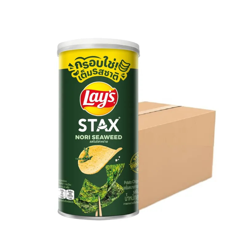 LAYS STAX Nori Seaweed snack pack, 65g, featuring crispy seaweed sheets, in a colorful bag packaging.