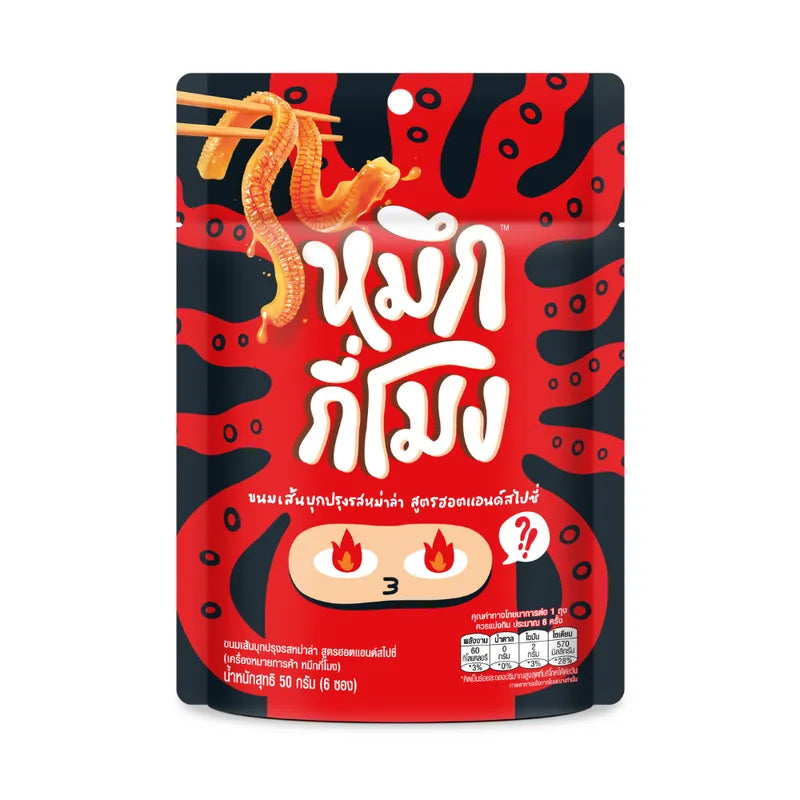 Muekgeemong Konjac HOT & Spicy snack, 50g pack, featuring spicy and chewy konjac confectionery from MUEKGEEMONG.
