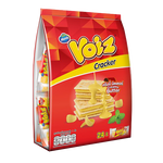 Voiz Cracker Creamy Butter Family Pack, confectionery snack with crispy crackers coated in creamy butter flavor, in a large family-sized package.