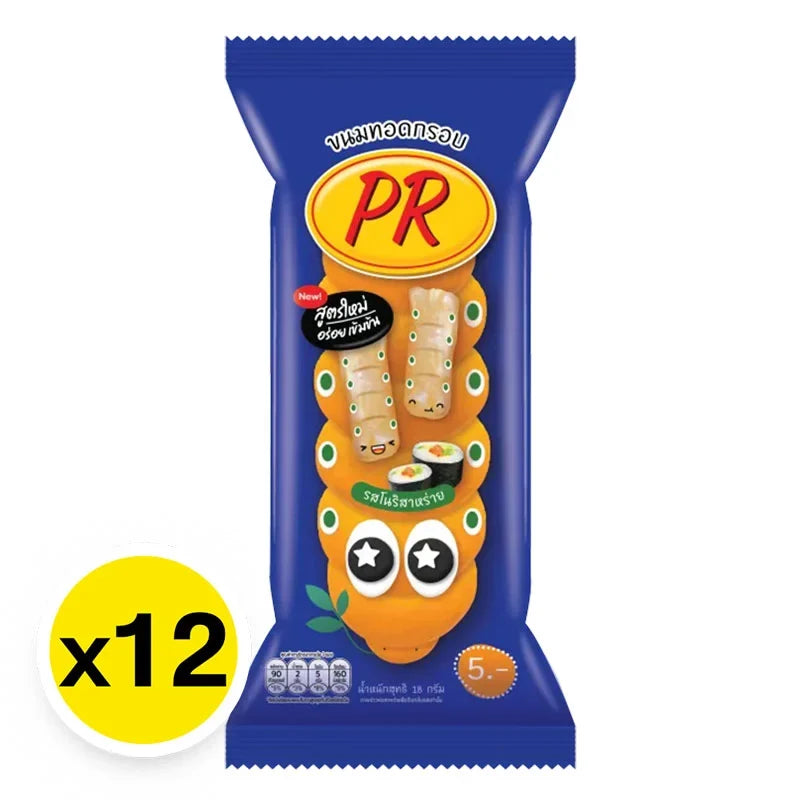 PR Extrude Nori-Seaweed snack pack, 18g x 12, dry grocery seaweed snack with crispy, seasoned nori sheets in the image.