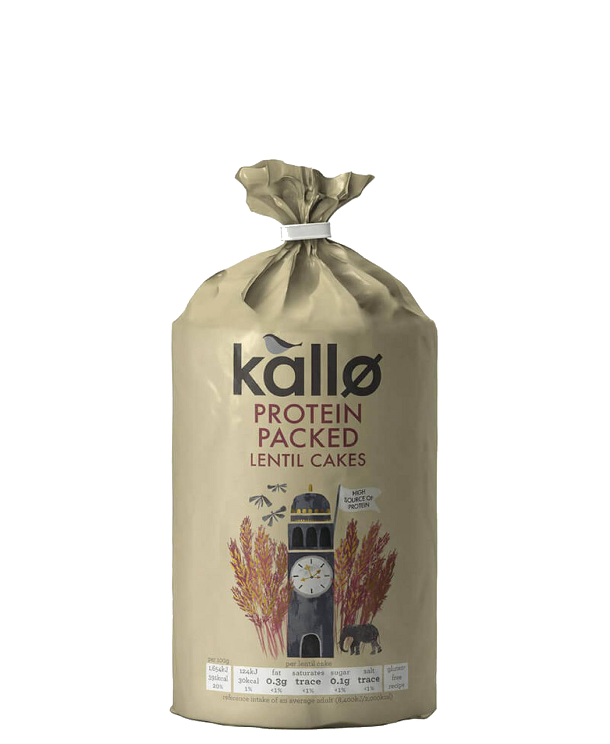 Kallo Protein Lentil Cake, a healthy confectionery snack with crunchy lentil layers and natural ingredients.
