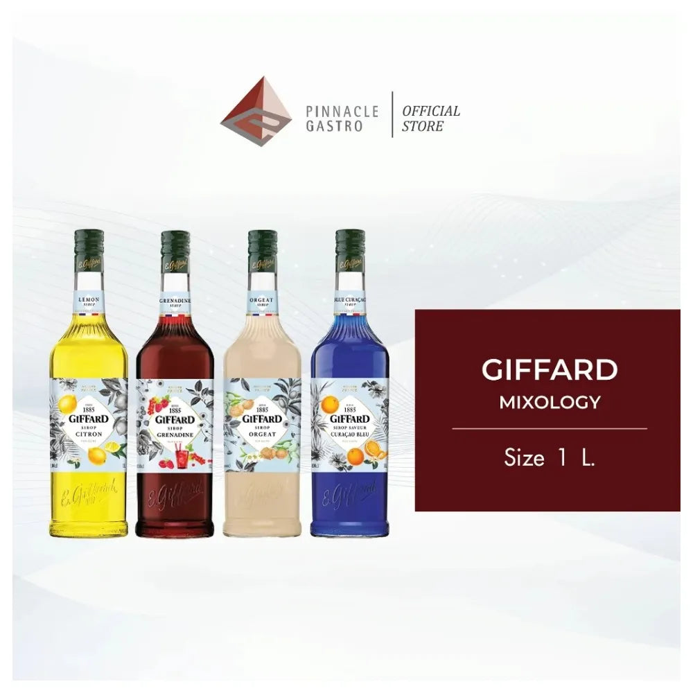 Giffard Mixology Cherry 1L bottle, a dry grocery item, with a clear label featuring cherries and mixology branding.