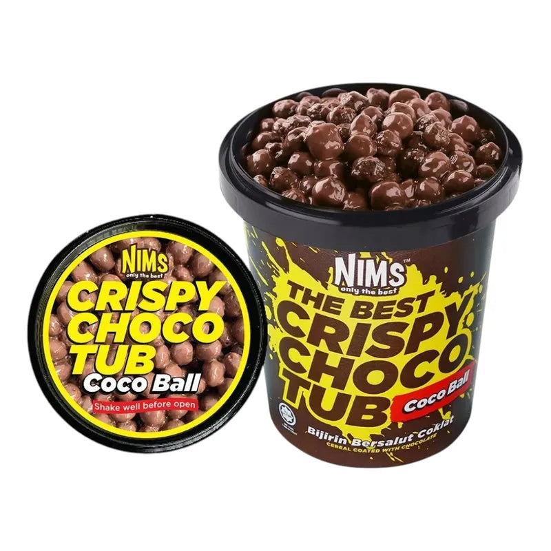 Nims Crispy Choco Tube snack, a chocolate-filled crispy confectionery treat in a cylindrical tube packaging.