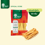 Dried bean curd package from Tontawan brand, 50g, in dry grocery section, showing the product's label and packaging.