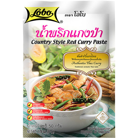 Lobo Country Style Curry Paste jar with green lid and label, showcasing the grocery product on a white background.