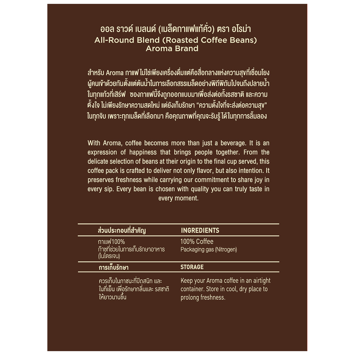 Aroma All Round Arabica Robusta coffee drink in a glass, showing a rich, dark beverage with a smooth surface and subtle crema.