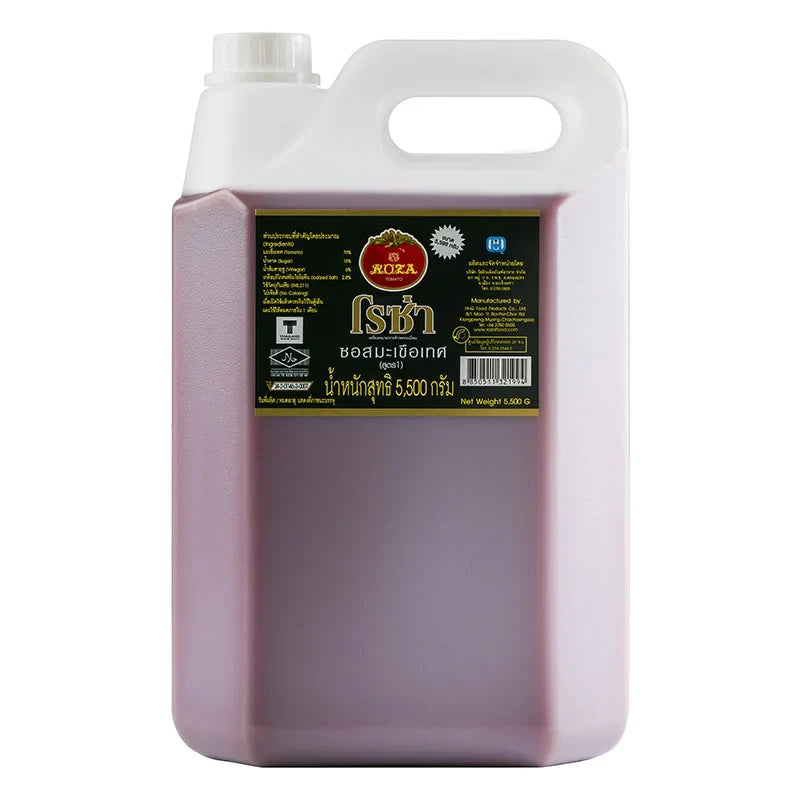 Roza Tomato Sauce 5.5kg in a large dry grocery container, ideal for cooking and food preparation.