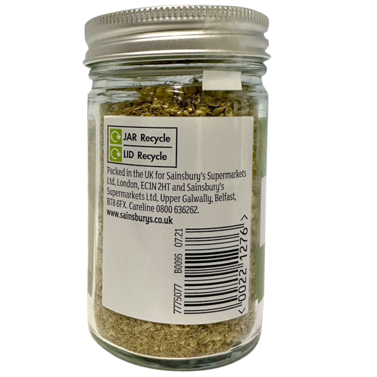 Sainsbury's oregano in a clear jar, showing fresh green dried herb for cooking and seasoning in the grocery product image.