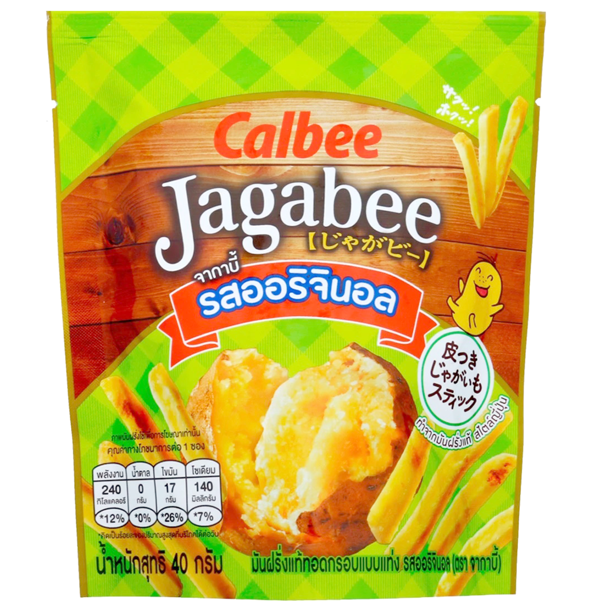Calbee Potato Stick Original snack featuring crispy, golden potato sticks in a natural, snack-style presentation.