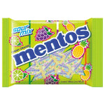 Mentos Sour Mix candy in colorful packaging, featuring assorted sour flavored candies in a clear bowl, ideal for snacks and confectionery.