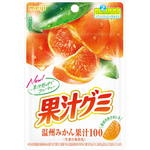 Meiji Kaiyu Gummy Orange confectionery snacks with bright orange gummies in a clear wrapper, showcasing juicy fruit flavor.