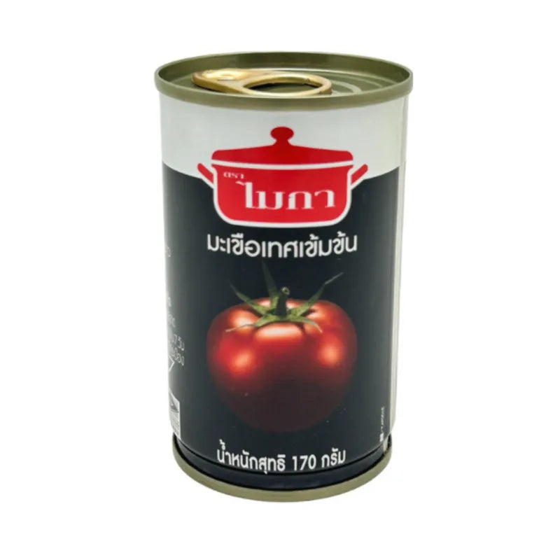 Mica Tomato Paste 170g jar from dry grocery section, showcasing the red, thick tomato paste in a glass jar.