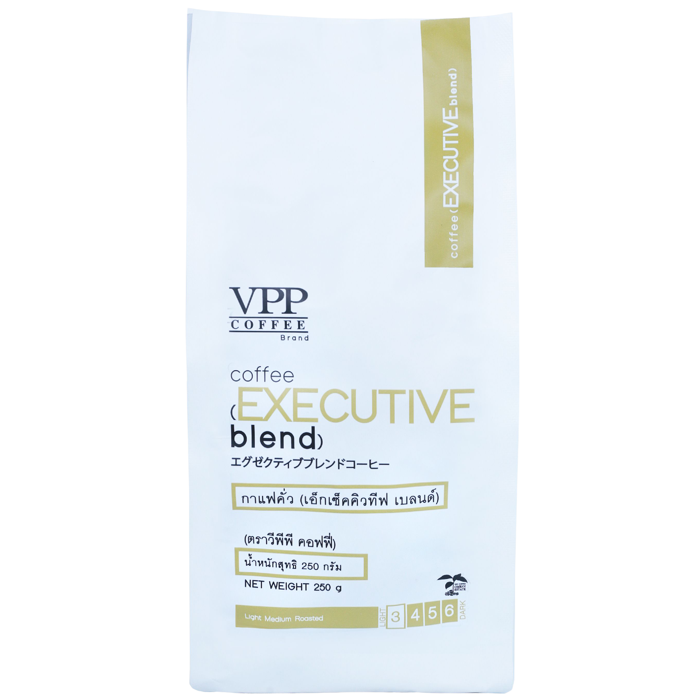 Vpp Coffee Executive drink in a clear glass with a dark, rich coffee beverage and a frothy top, served in a modern glass.