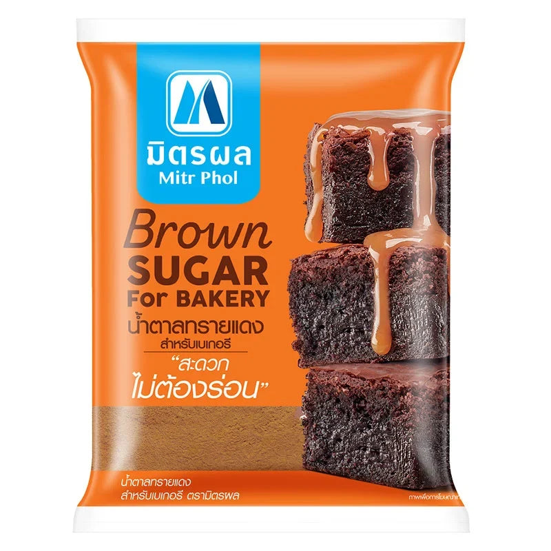 Mitr Phol Bakery Brown Sugar 1kg package, dry grocery product with a brown sugar bag labeled Mitr Phol for baking.