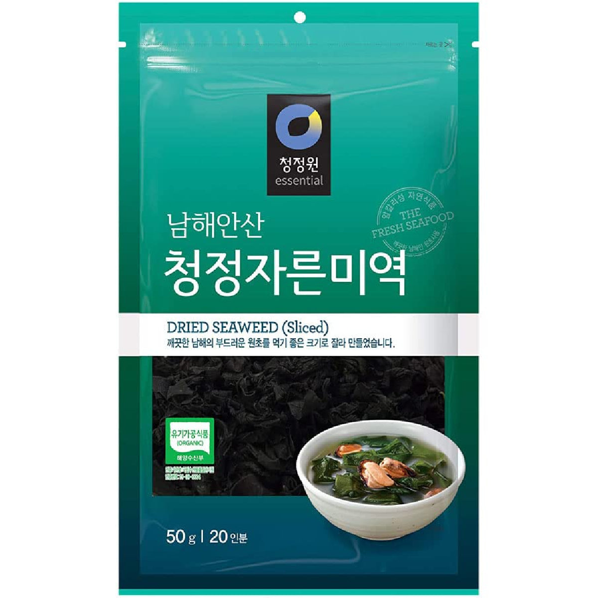 Sliced dried seaweed from Chung Jung Won, suitable for cooking or snacking, shown in a clear close-up image.