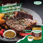 Develey Wholegrain Mustard in 320g bottle, dry grocery product, showing the mustard with wholegrain seeds and label.