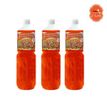 J-LEK three-flavor fish sauce bottles, 550g, in clear glass bottles with labels, for dry grocery use.