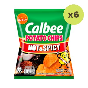 Calbee Flat Potato Chips Hot Spicy Flavoured 72 g – 6 Packs