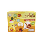 Begin Baby banana meringue mixed with orange fruits, a colorful snack confectionery with fresh fruit and sweet meringue.