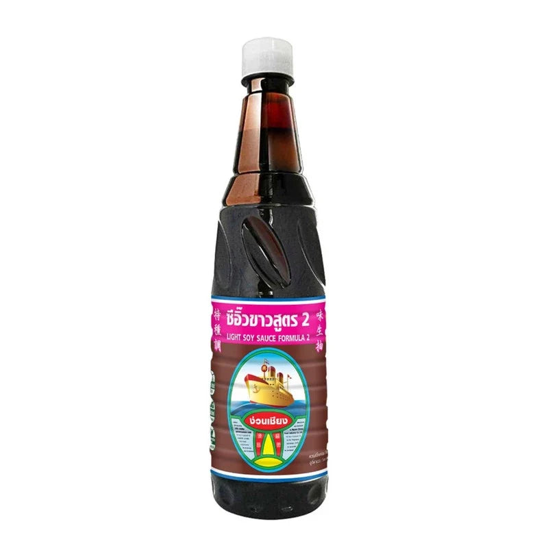 NGUAN CHIANG Light Soy Sauce Formula 2 in a 630ml bottle, suitable for dry grocery use, with clear label and dark liquid inside.